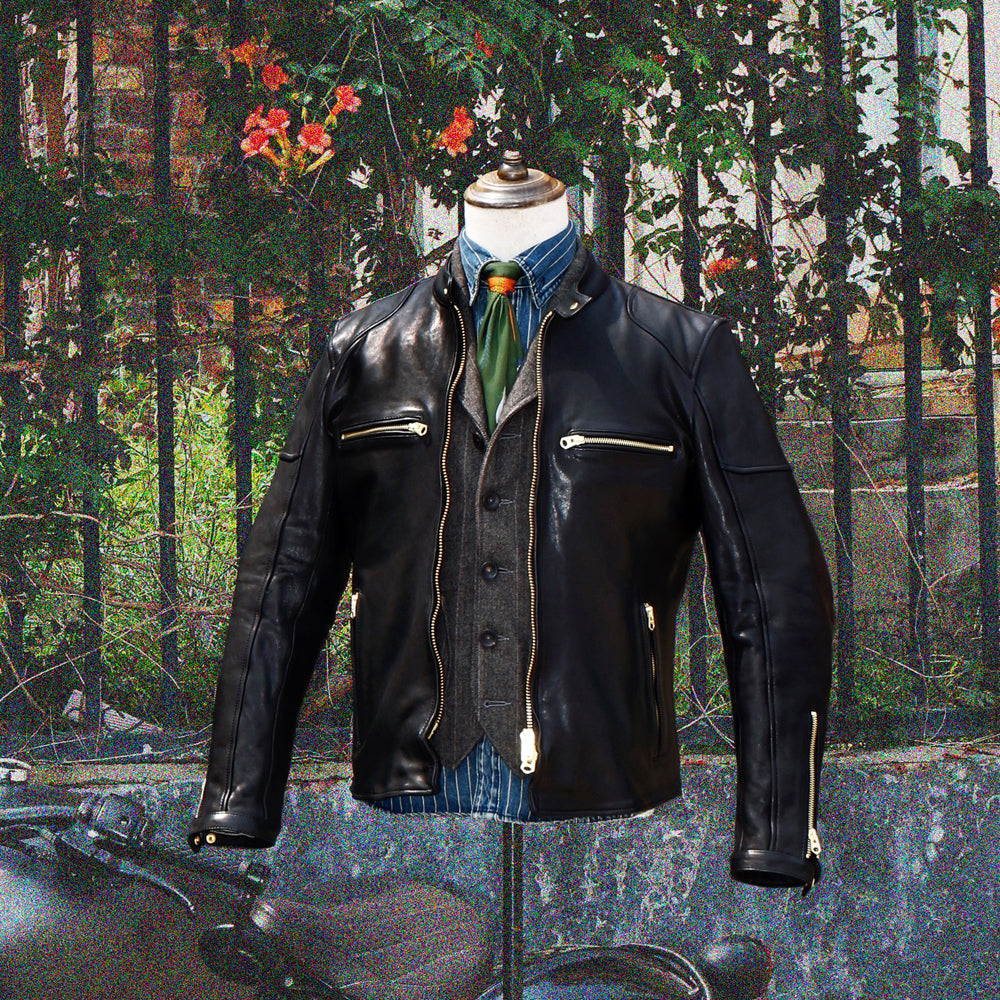 植物タンニン鞣しラムレザー シングルライダースジャケット S~3XL