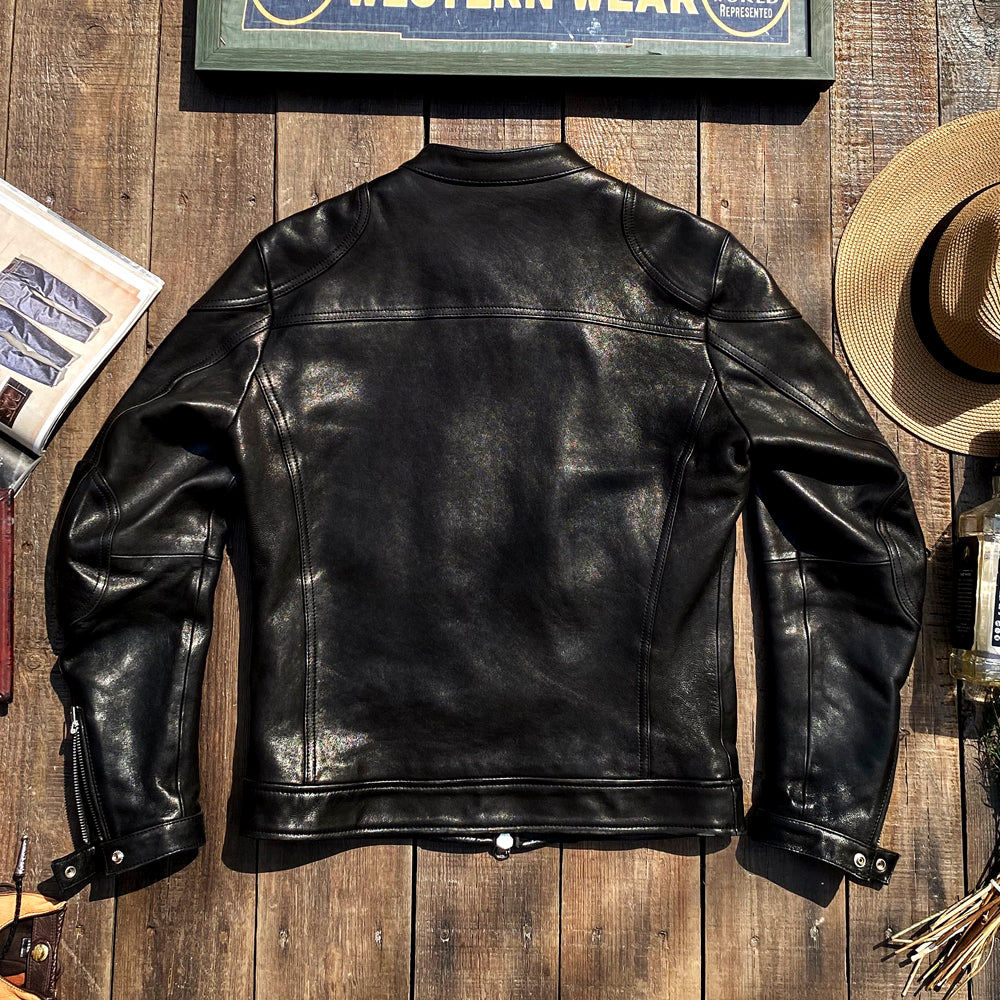 植物タンニン鞣しラムレザー シングルライダースジャケット S~3XL