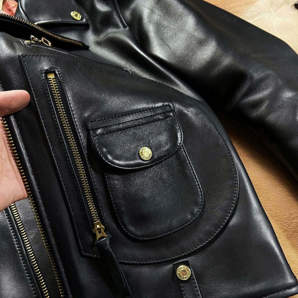 イタリア製レザー使用 50’sスタイル Dポケ ダブルライダースジャケットS~3XL
