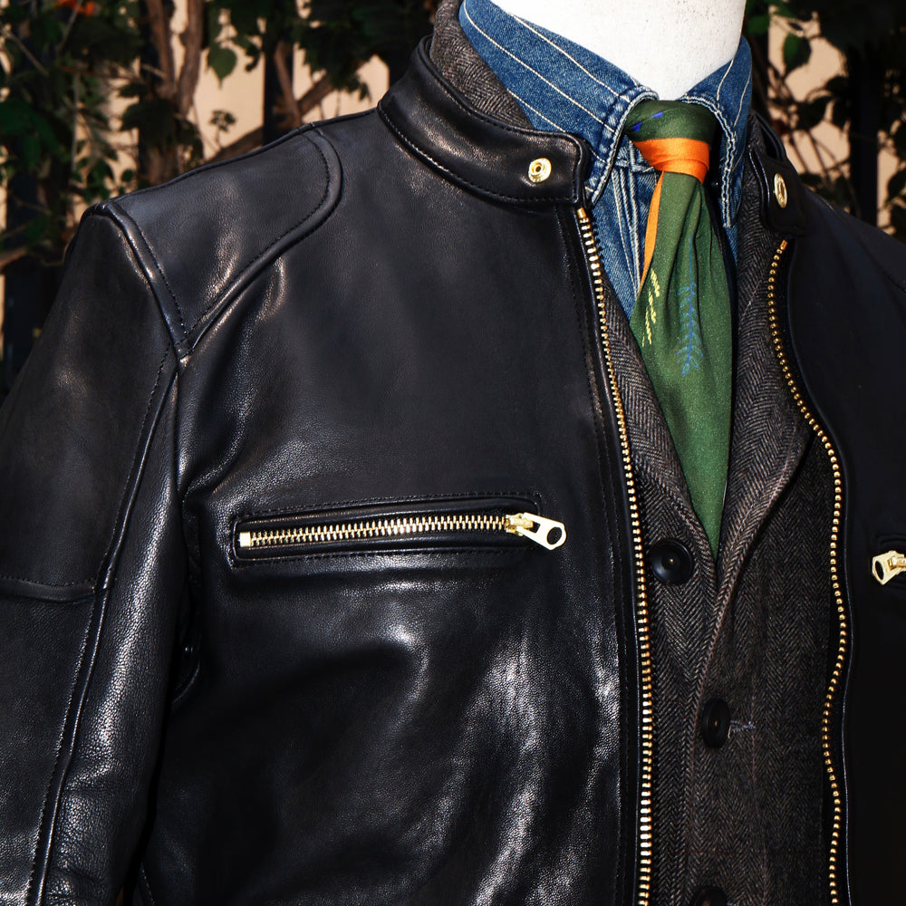植物タンニン鞣しラムレザー シングルライダースジャケット S~3XL