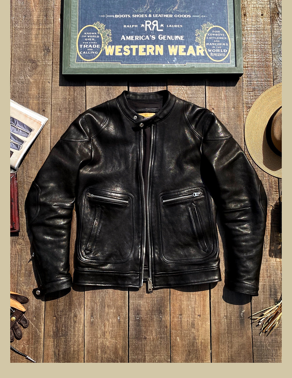 植物タンニン鞣しラムレザー シングルライダースジャケット S~3XL