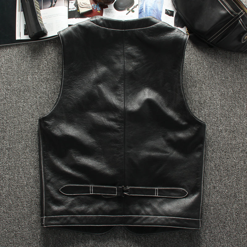 カウレザー ライダースレザーベスト M~3XL