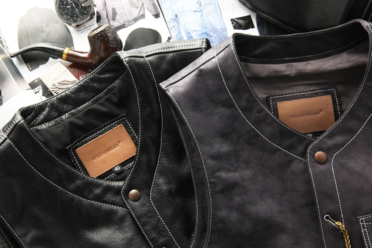 カウレザー ライダースレザーベスト M~3XL