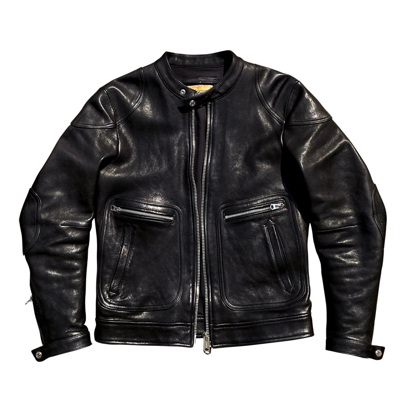 植物タンニン鞣しラムレザー シングルライダースジャケット S~3XL