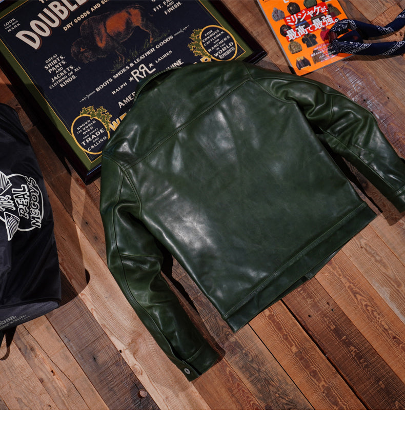 ★1st型 506復刻モデル ホースハイドレザージャケット★グリーン S~3XL