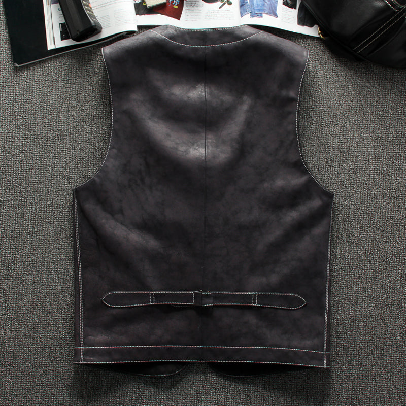 カウレザー ライダースレザーベスト M~3XL
