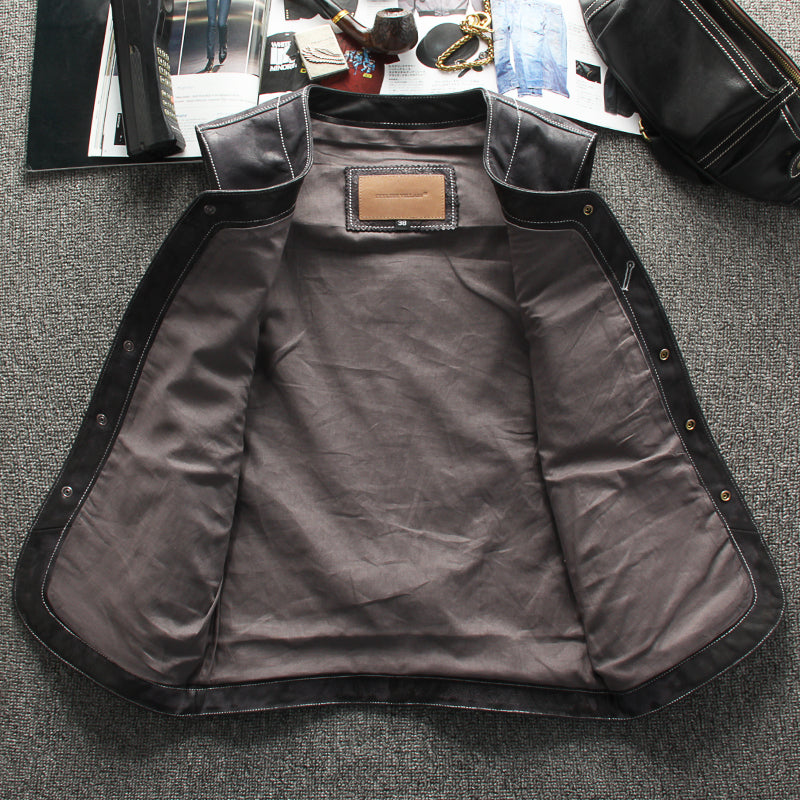 カウレザー ライダースレザーベスト M~3XL