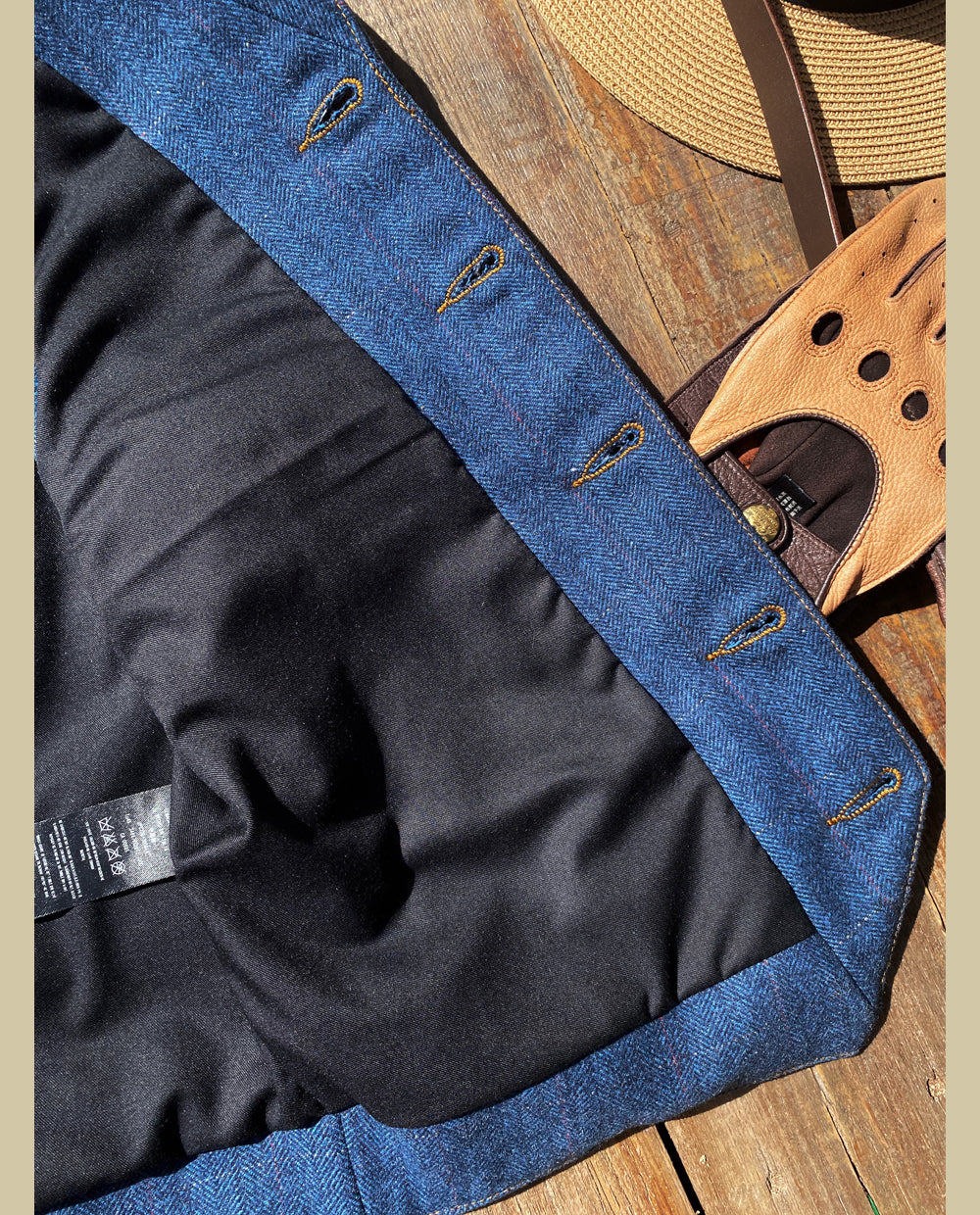 ウールインディゴ ヘリンボーン ウエスタンベスト S~3XL