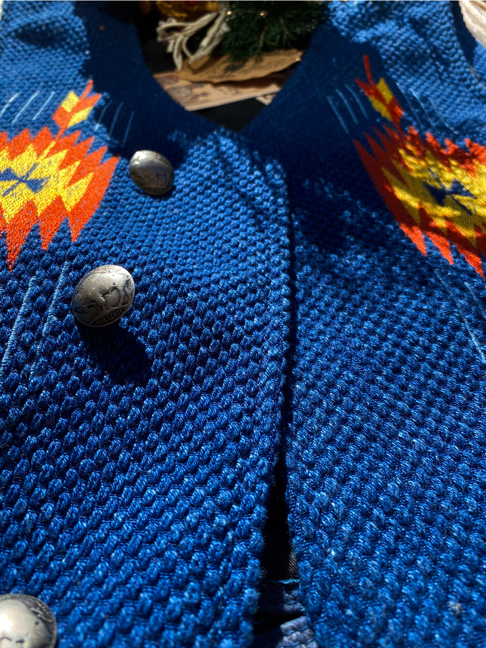 ◆刺し子地インディゴ レザー パッチワークベスト S~4XL◆