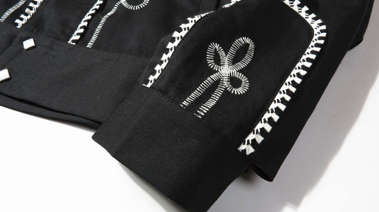 刺繍装飾△ヴィンテージ50s復刻 コットン×レーヨン ウエスタンシャツ▽裏地付き