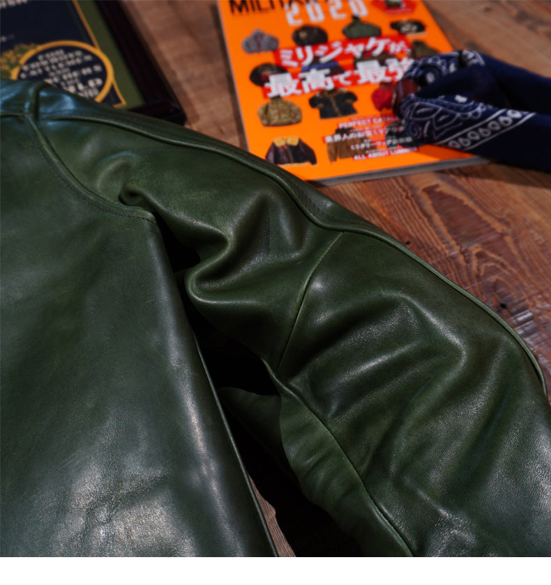 ★1st型 506復刻モデル ホースハイドレザージャケット★グリーン S~3XL