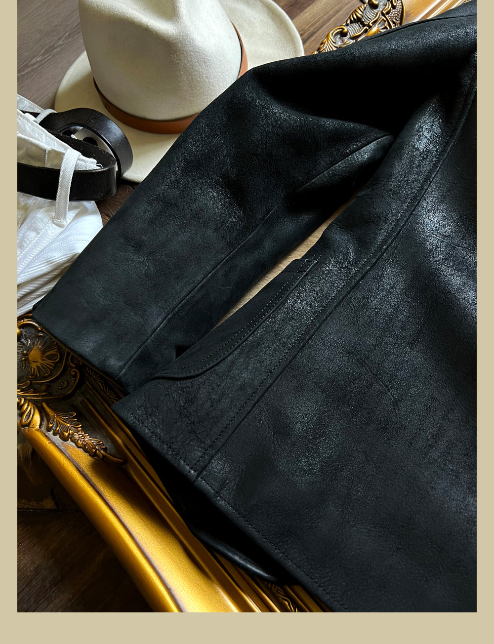 ◇カウレザー使用 3つボタン ジャケット◇ブレザー S~4XL
