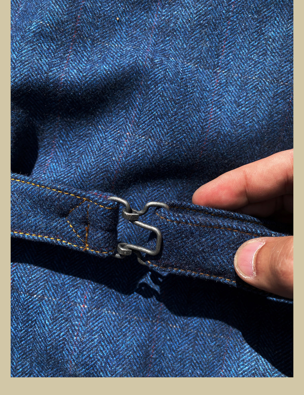 ウールインディゴ ヘリンボーン ウエスタンベスト S~3XL