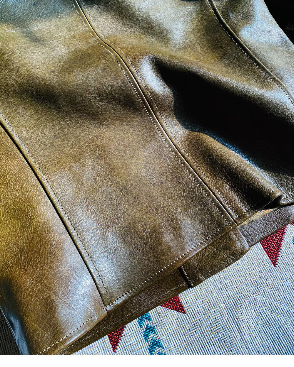 カウレザー レザージャケット khaki M~2XL