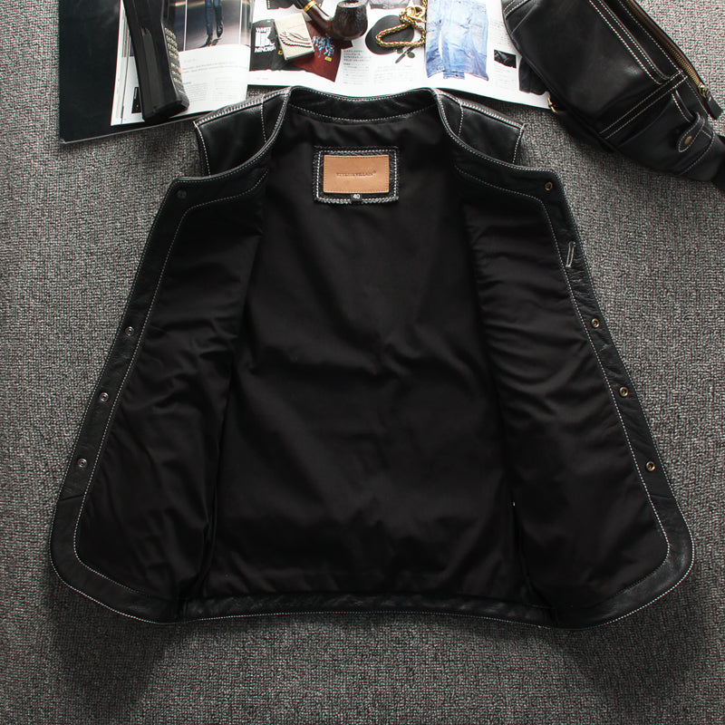 カウレザー ライダースレザーベスト M~3XL