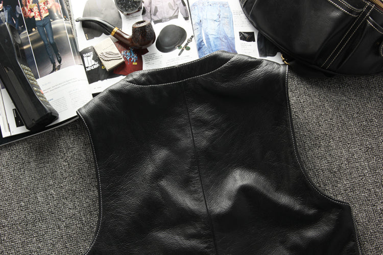 カウレザー ライダースレザーベスト M~3XL
