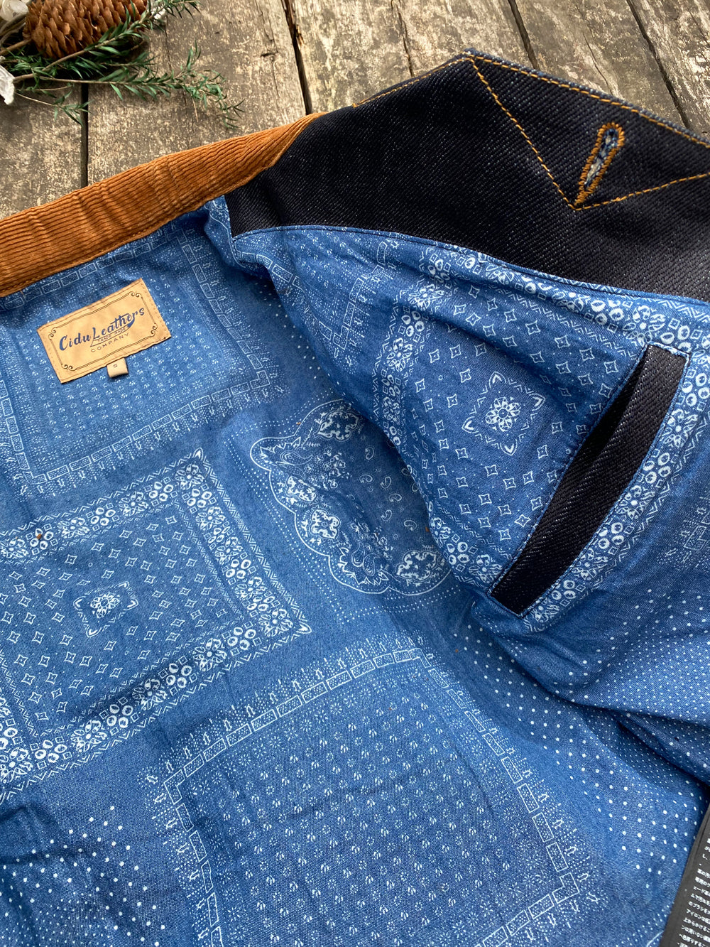 ◆刺し子地インディゴ ×デニム パッチワークジャケット S~4XL◆