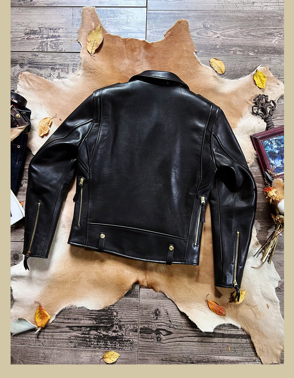 イタリア製レザー使用 50’sスタイル Dポケ ダブルライダースジャケットS~3XL