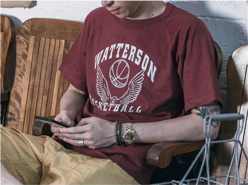 2色展開◆色味、プリントの雰囲気もGOOD◆ヴィンテージ復刻 WATTERSON BASKETBALL ラグランTシャツ◆S~2XL