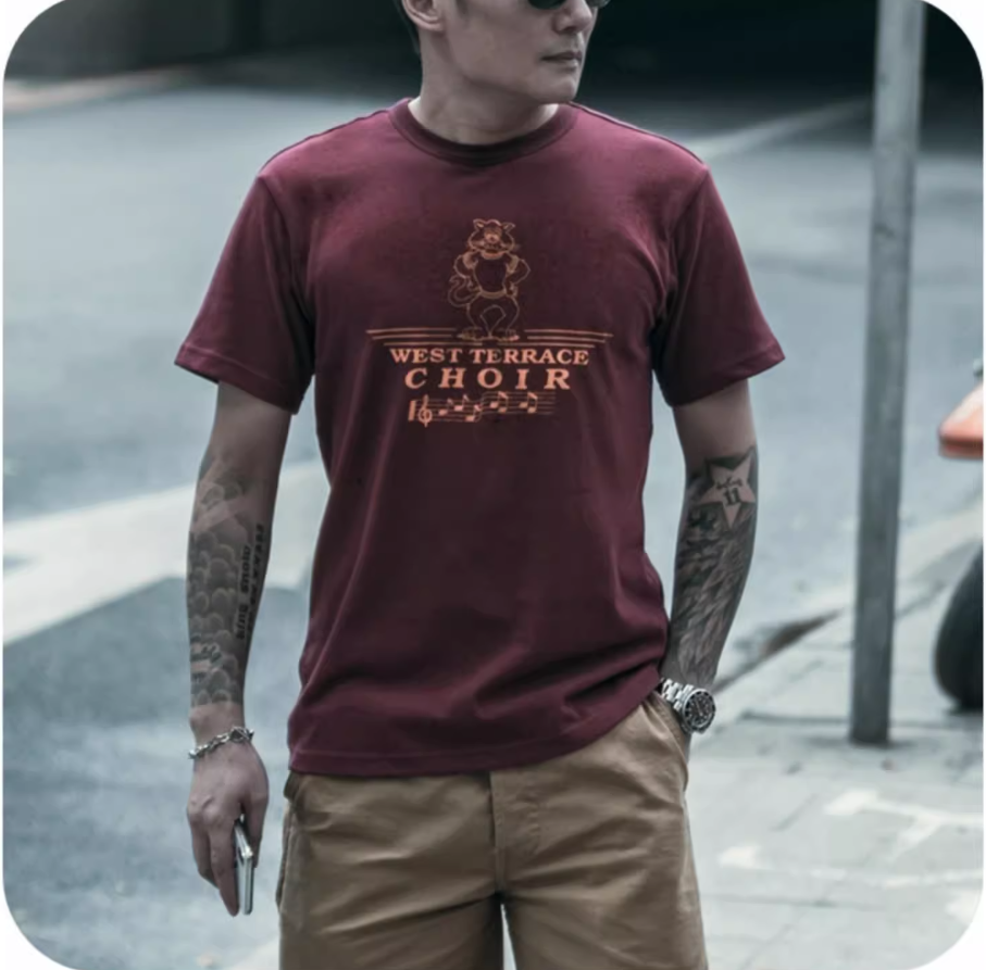 2色展開◆色味、プリントの雰囲気もGOOD◆ヴィンテージ復刻 WEST TERRACE CHOIR キャットプリント Tシャツ◆S~2XL