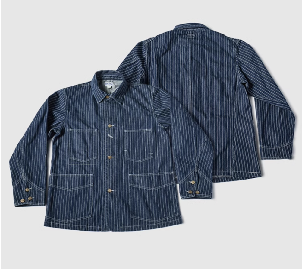 △WABASH(鉄道員)ストライプデニム カバーオール▽S~2XL