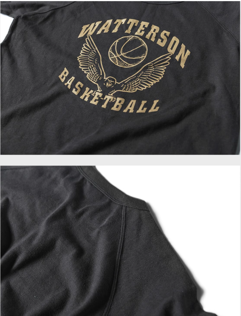 2色展開◆色味、プリントの雰囲気もGOOD◆ヴィンテージ復刻 WATTERSON BASKETBALL ラグランTシャツ◆S~2XL