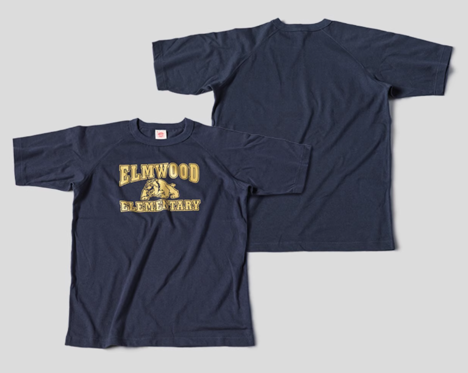 2色展開◆色味、プリントの雰囲気もGOOD◆ヴィンテージ復刻 ELMWOOD ブルドッグプリント ラグランTシャツ◆S~2XL