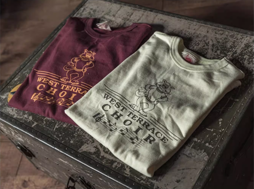 2色展開◆色味、プリントの雰囲気もGOOD◆ヴィンテージ復刻 WEST TERRACE CHOIR キャットプリント Tシャツ◆S~2XL