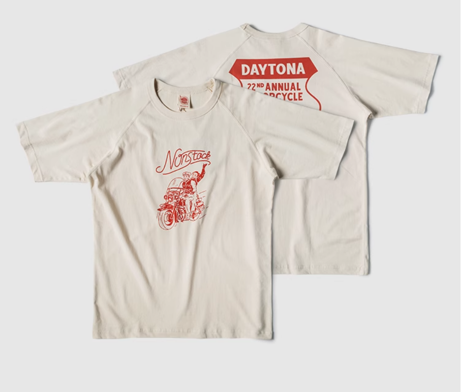 2色展開◆色味、プリントの雰囲気もGOOD◆ヴィンテージ復刻 DAYTONA MOTORCYCLETシャツ◆S~2XL