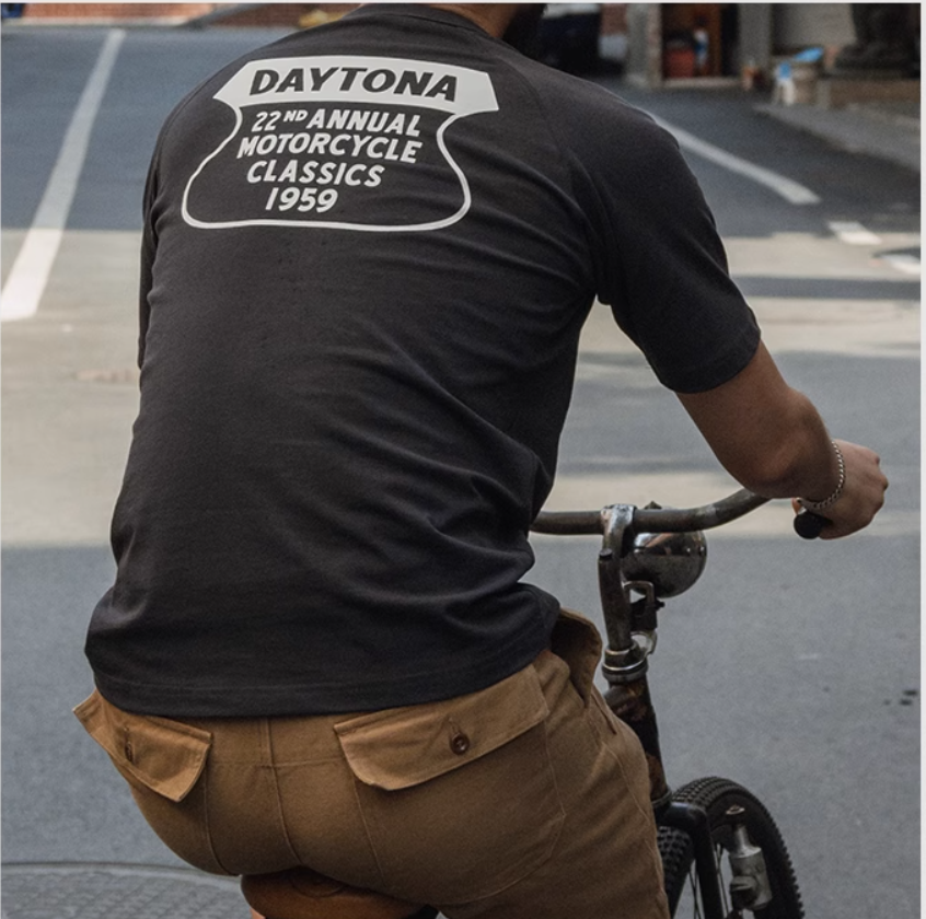 2色展開◆色味、プリントの雰囲気もGOOD◆ヴィンテージ復刻 DAYTONA MOTORCYCLETシャツ◆S~2XL