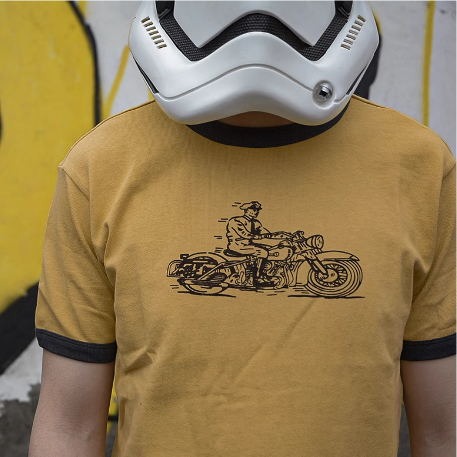 2色展開◆色味、プリントの雰囲気もGOOD◆MOTORCYCLE リンガーTシャツ◆S~2XL