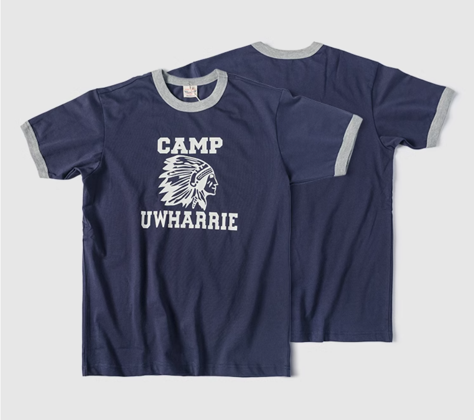 2色展開◆色味、プリントの雰囲気もGOOD◆ヴィンテージ復刻 CAMP UWHARRIE リンガーTシャツ◆S~2XL