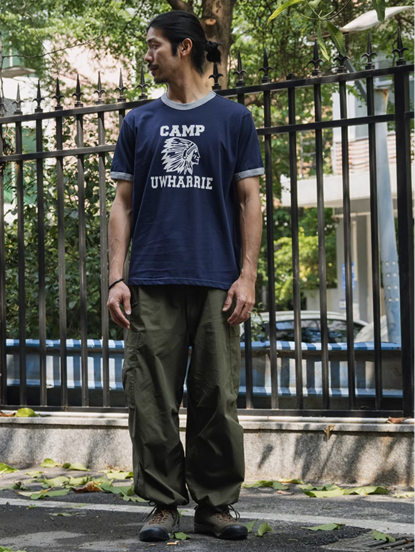 2色展開◆色味、プリントの雰囲気もGOOD◆ヴィンテージ復刻 CAMP UWHARRIE リンガーTシャツ◆S~2XL