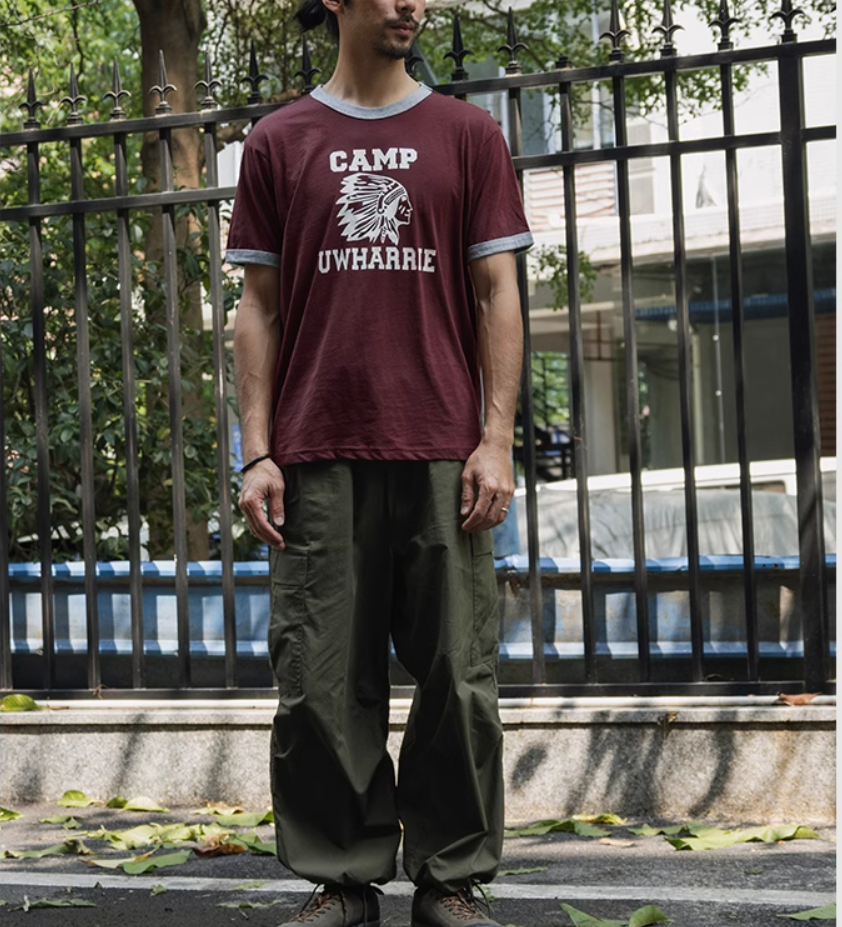 2色展開◆色味、プリントの雰囲気もGOOD◆ヴィンテージ復刻 CAMP UWHARRIE リンガーTシャツ◆S~2XL