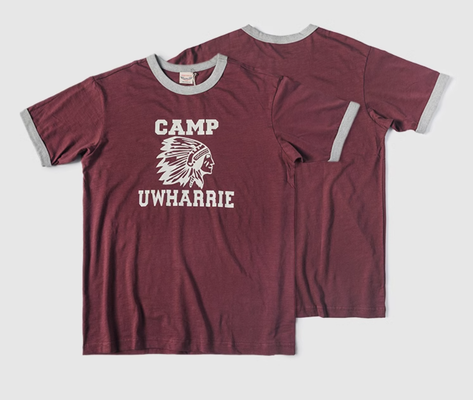 2色展開◆色味、プリントの雰囲気もGOOD◆ヴィンテージ復刻 CAMP UWHARRIE リンガーTシャツ◆S~2XL