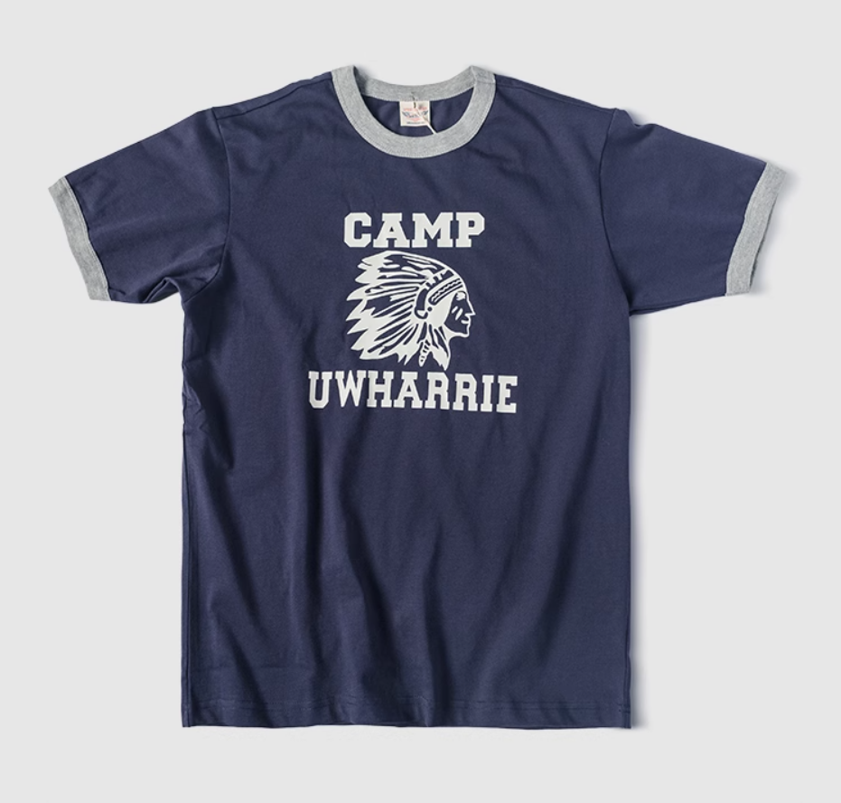 2色展開◆色味、プリントの雰囲気もGOOD◆ヴィンテージ復刻 CAMP UWHARRIE リンガーTシャツ◆S~2XL