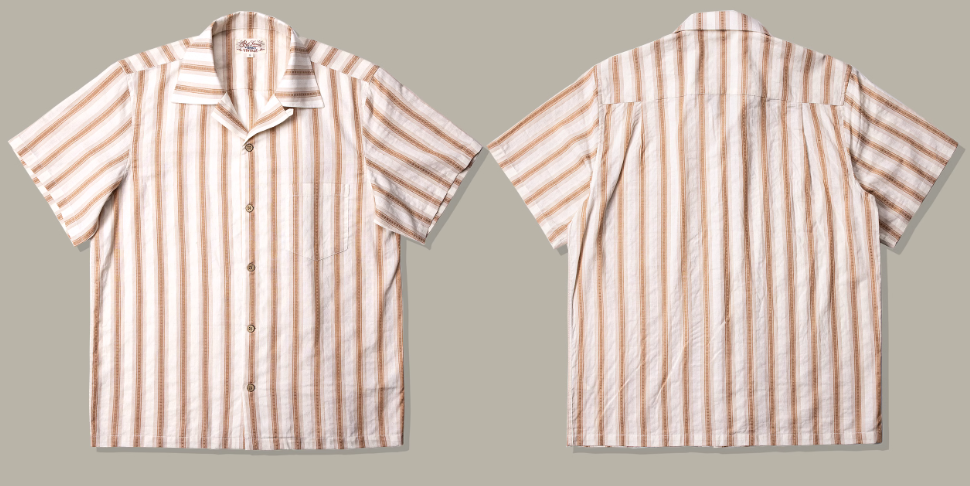 △ヴィンテージ復刻 コットンジャガードストライプ 半袖 クラシックキューバシャツ▽S~3XL