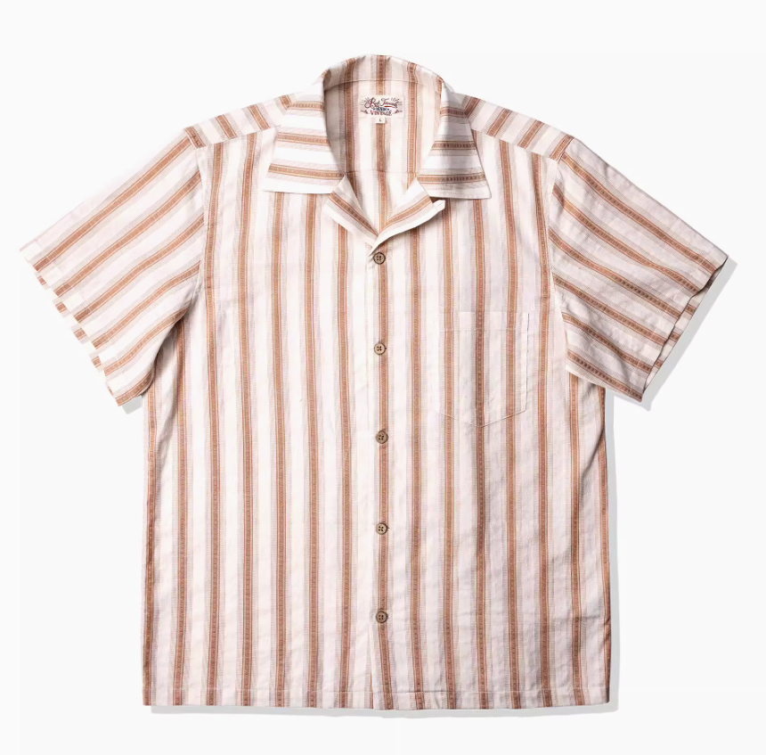 △ヴィンテージ復刻 コットンジャガードストライプ 半袖 クラシックキューバシャツ▽S~3XL