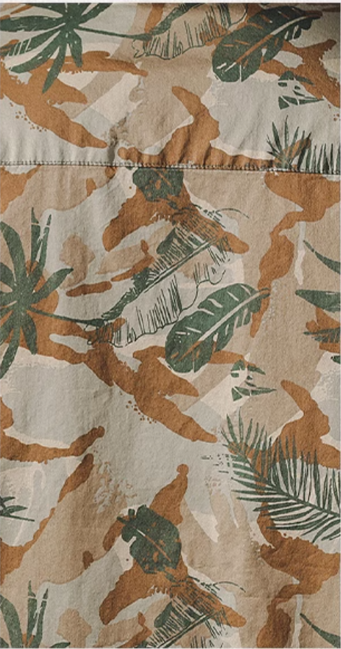 ゆったりシルエット△ヤシの木柄 迷彩 カモフラ アロハシャツ▽M~4XL