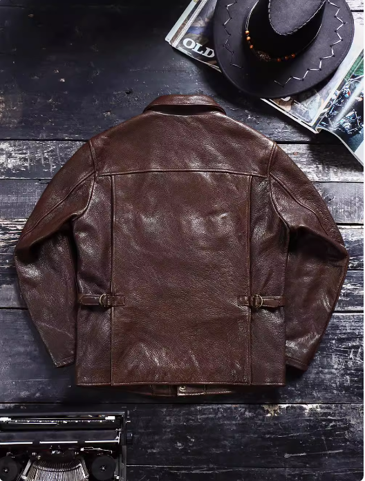 A-2型 水染め植物タンニン鞣しカウレザー シングルライダース ジャケット M~4XL