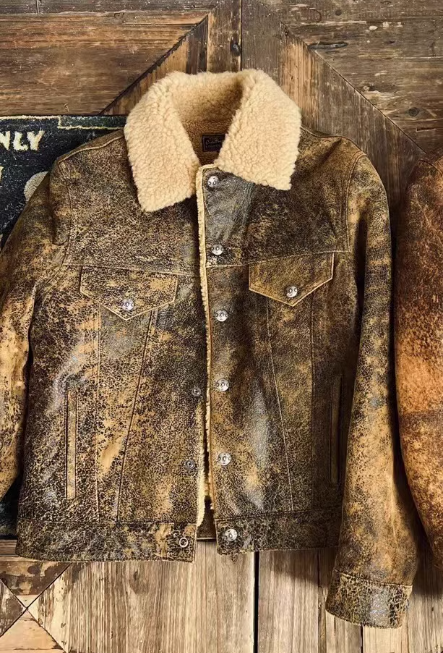 完璧なヴィンテージ加工★507型クラック加工ムートンジャケット★S~4XL