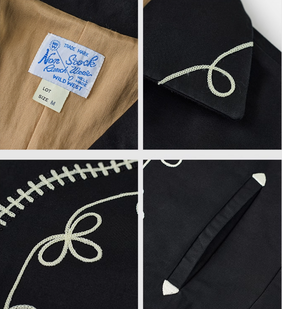 刺繍装飾◇ヴィンテージ50s復刻 コットン×レーヨン ウエスタンシャツ◇裏地付き