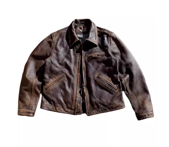 昨シーズン物売り切りSALEプライス◆1930's VINTAGE復刻デザイン茶芯 カウレザー スポーツジャケット◆S~5XL