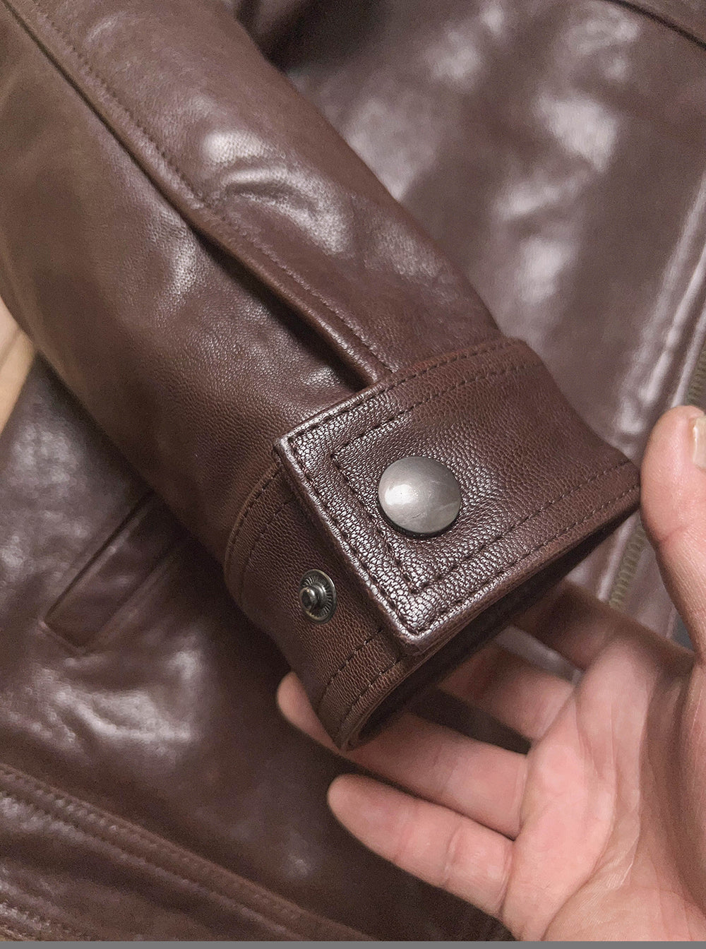SALEプライス★VINTAGE復刻デザイン 植物タンニンなめし ゴートレザー シングルライダースジャケット★M~5XL ブラウン
