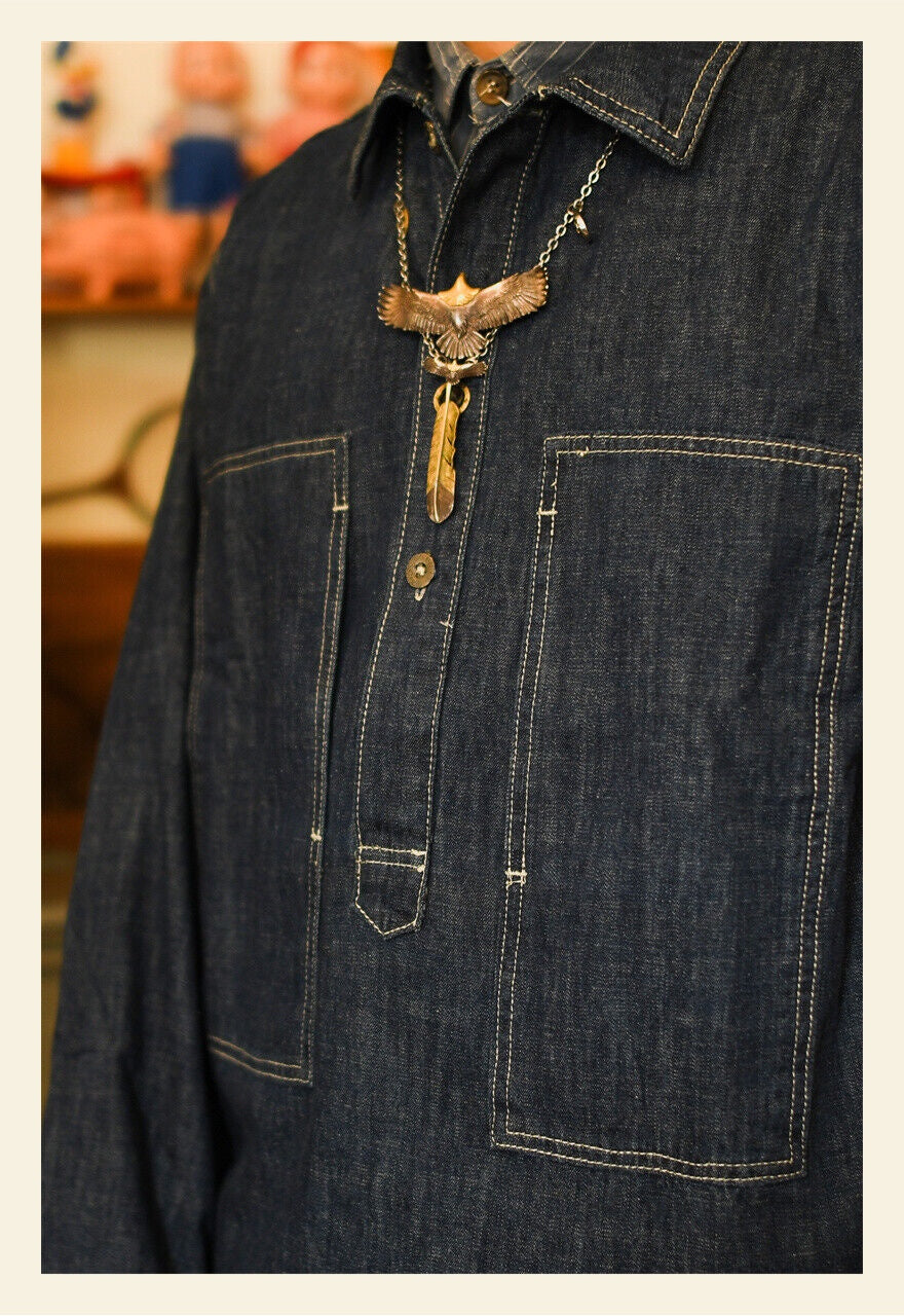 ★ヴィンテージ30s US ARMY M-35 復刻 9ozデニム ポケットワークシャツ★XS~2XL