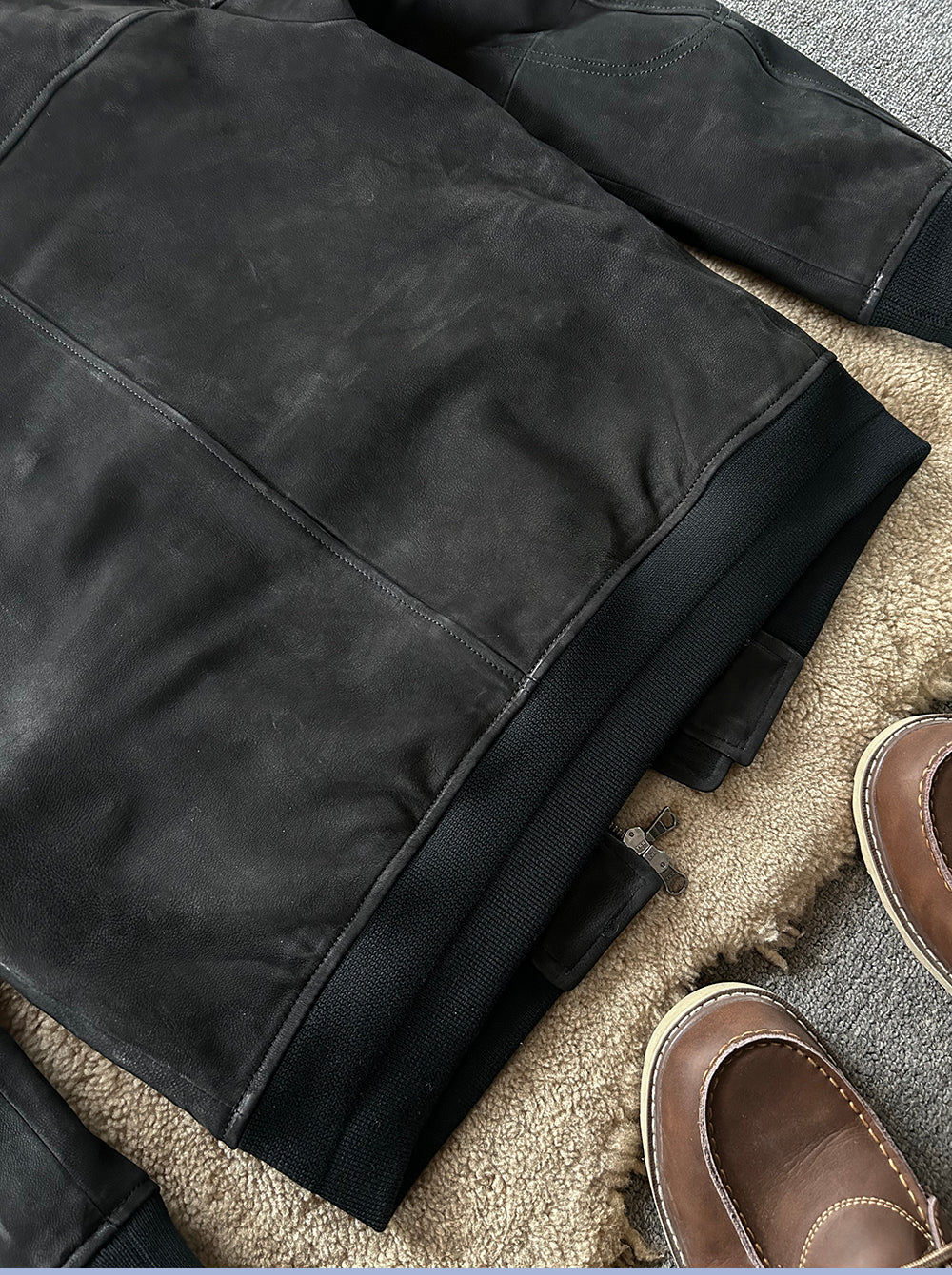 △ヴィンテージ復刻 ゴートレザー オールブラックA-2ジャケット▽M~4XL