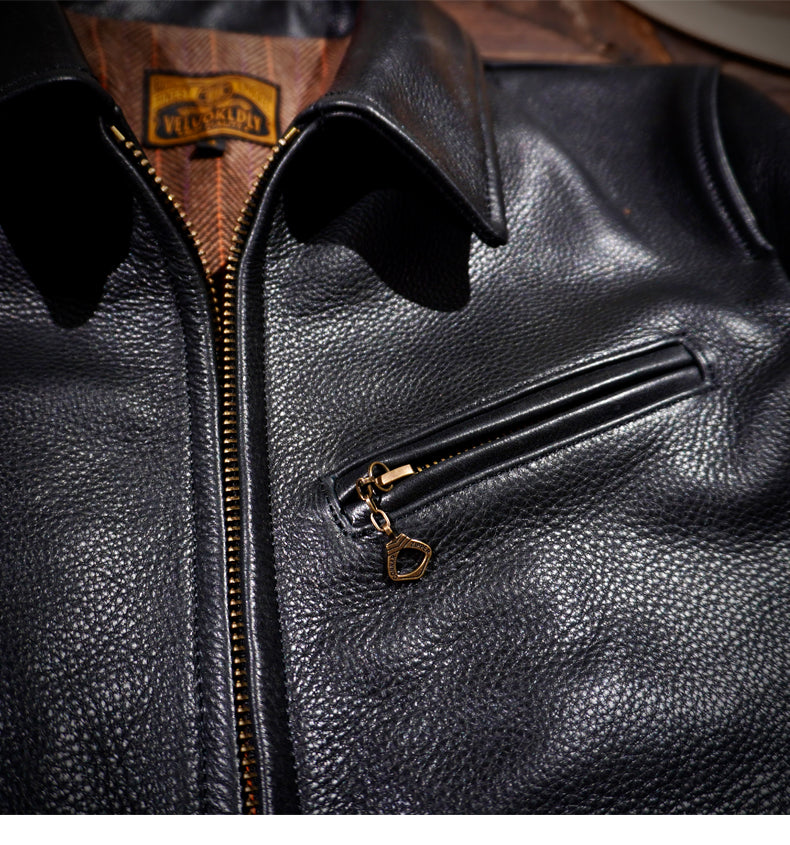 1930's VINTAGE復刻デザイン 水染1.4mm アメリカ産カウレザー使用 シングルライダースジャケット S~4XL