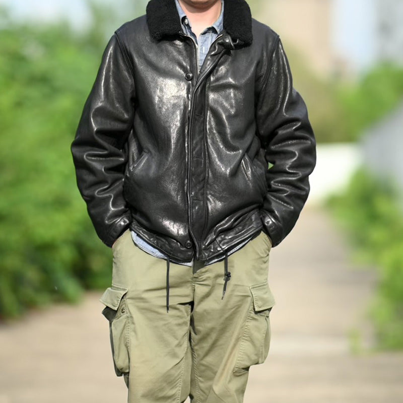 ★ヴィンテージ復刻 ★植物タンニン鞣しゴートレザー N-1デッキジャケット★M~2XL