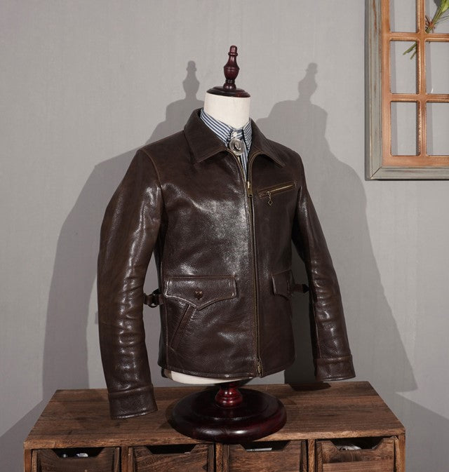 1930's VINTAGE復刻 カウレザー シングルライダースジャケット S~5XL