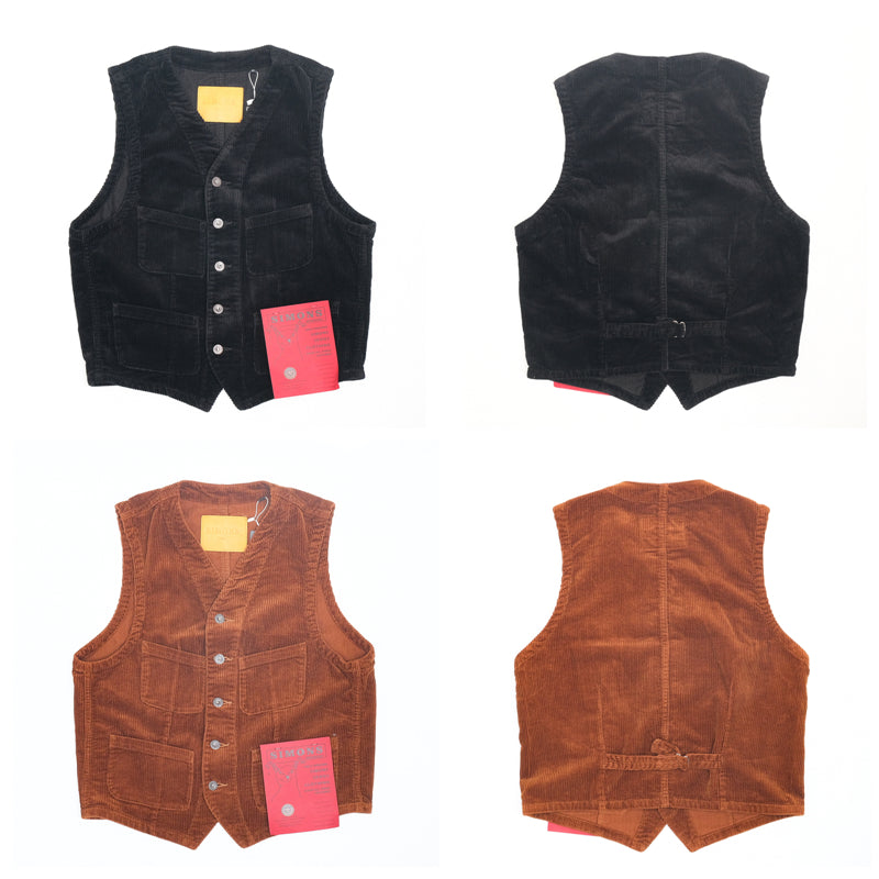 2色展開△50sヴィンテージ復刻 品のある上質の生地感クラシカルコーデュロイベスト▽
